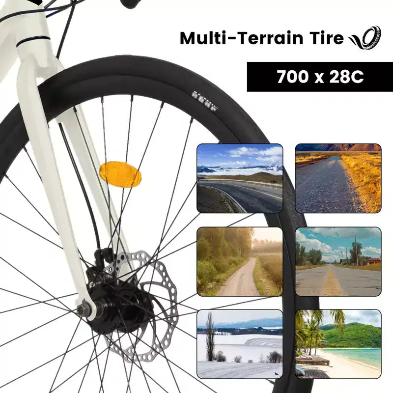 NAYSAYE 700C Road Bike 16 Speed Lightweight Aluminum Frame Bicycle with Dual Disc Brakes for Men and Women, 68*18*37.5