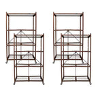 Étagère de rangement pliante multi-usage Origami à 4 niveaux avec roulettes, incluant 4 revêtements imperméables pour étagères métalliques, gris