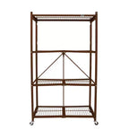 Étagère de rangement pliante multi-usage Origami à 4 niveaux avec roulettes, incluant 4 revêtements imperméables pour étagères métalliques, gris