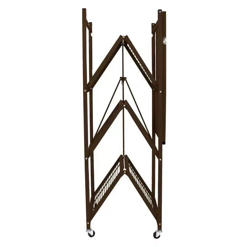 Étagère de rangement pliante multi-usage Origami à 4 niveaux avec roulettes, incluant 4 revêtements imperméables pour étagères métalliques, gris