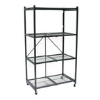 Étagère de rangement pliante multi-usage Origami à 4 niveaux avec roulettes, incluant 4 revêtements imperméables pour étagères métalliques, gris