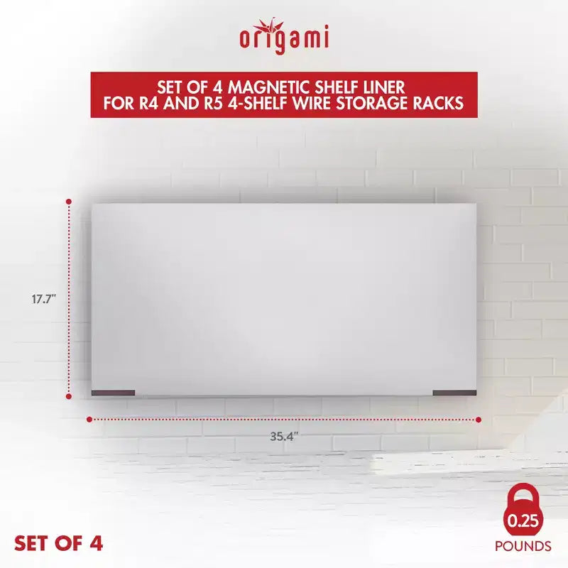 Étagère de rangement pliante multi-usage Origami à 4 niveaux avec roulettes, incluant 4 revêtements imperméables pour étagères métalliques, gris