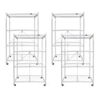 Étagère de rangement pliante multi-usage Origami à 4 niveaux avec roulettes, incluant 4 revêtements imperméables pour étagères métalliques, gris