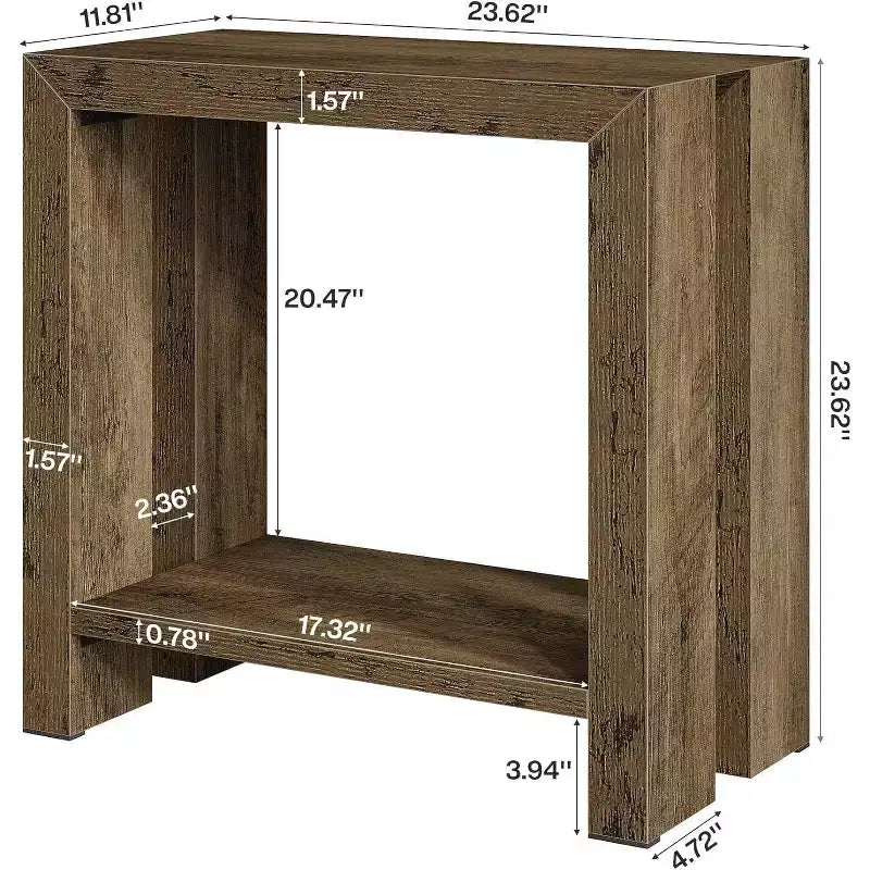 Table d'appoint étroite Lantine à 2 niveaux, table d'appoint de canapé en bois de style ferme avec étagère inférieure pour salon, chambre à coucher, petits espaces, assemblage facile