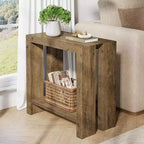 Table d'appoint étroite Lantine à 2 niveaux, table d'appoint de canapé en bois de style ferme avec étagère inférieure pour salon, chambre à coucher, petits espaces, assemblage facile