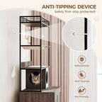 Multifunctional Cat Litter Box Enclosure Furniture with Cat Bed, Hammock, Scratching Mat & Sisal Ball, Hidden Litter Box Cabinet for Large Cats
