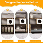Multifunctional Cat Litter Box Enclosure Furniture with Cat Bed, Hammock, Scratching Mat & Sisal Ball, Hidden Litter Box Cabinet for Large Cats