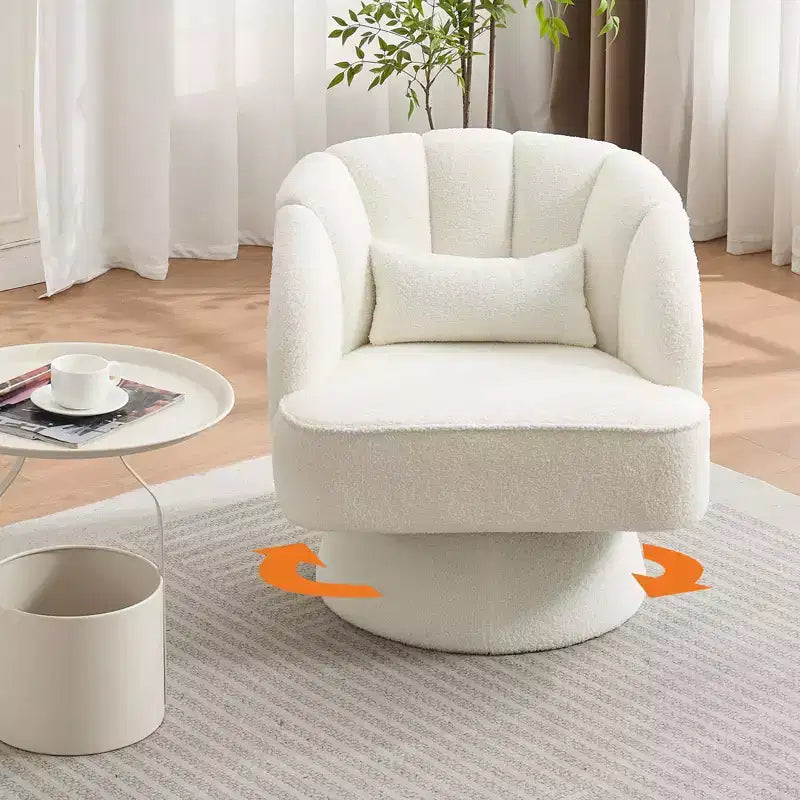 Fauteuil pivotant moderne à 360°, fauteuil de salon rond rotatif avec dossier rayé et rembourrage doux, fauteuil club confortable pour salon, chambre à coucher