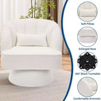 Fauteuil pivotant moderne à 360°, fauteuil de salon rond rotatif avec dossier rayé et rembourrage doux, fauteuil club confortable pour salon, chambre à coucher