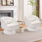 Fauteuil pivotant moderne à 360°, fauteuil de salon rond rotatif avec dossier rayé et rembourrage doux, fauteuil club confortable pour salon, chambre à coucher