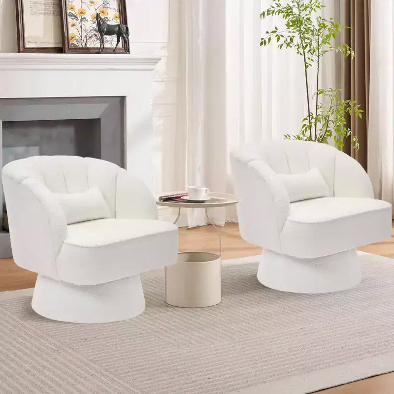 Fauteuil pivotant moderne à 360°, fauteuil de salon rond rotatif avec dossier rayé et rembourrage doux, fauteuil club confortable pour salon, chambre à coucher
