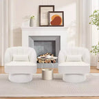 Fauteuil pivotant moderne à 360°, fauteuil de salon rond rotatif avec dossier rayé et rembourrage doux, fauteuil club confortable pour salon, chambre à coucher
