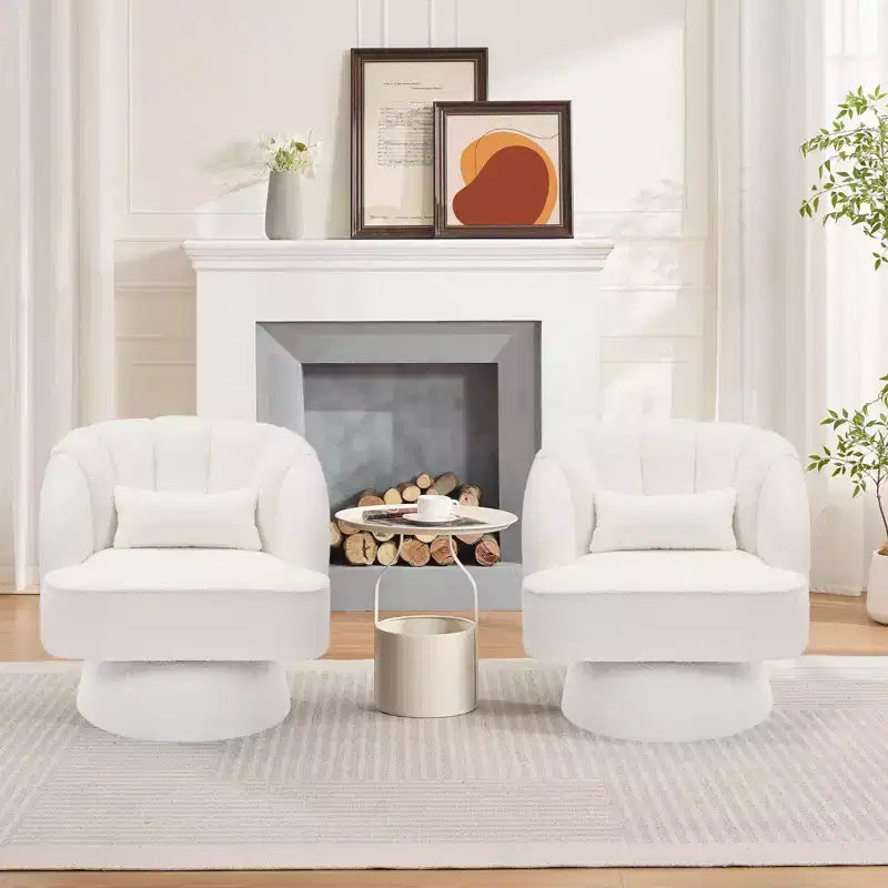 Fauteuil pivotant moderne à 360°, fauteuil de salon rond rotatif avec dossier rayé et rembourrage doux, fauteuil club confortable pour salon, chambre à coucher