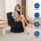Fauteuil pivotant moderne à 360°, fauteuil de salon rond rotatif avec dossier rayé et rembourrage doux, fauteuil club confortable pour salon, chambre à coucher