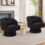 Fauteuil pivotant moderne à 360°, fauteuil de salon rond rotatif avec dossier rayé et rembourrage doux, fauteuil club confortable pour salon, chambre à coucher