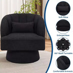 Fauteuil pivotant moderne à 360°, fauteuil de salon rond rotatif avec dossier rayé et rembourrage doux, fauteuil club confortable pour salon, chambre à coucher