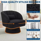 Fauteuil pivotant moderne à 360°, fauteuil de salon rond rotatif avec dossier rayé et rembourrage doux, fauteuil club confortable pour salon, chambre à coucher