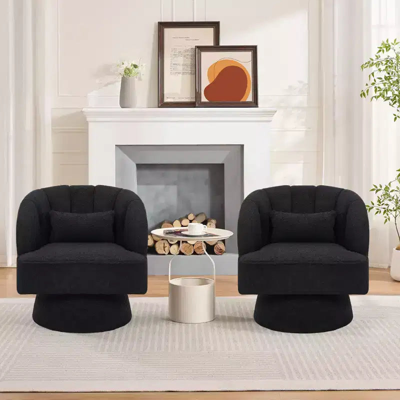 Fauteuil pivotant moderne à 360°, fauteuil de salon rond rotatif avec dossier rayé et rembourrage doux, fauteuil club confortable pour salon, chambre à coucher