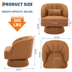 Fauteuil pivotant moderne à 360°, fauteuil de salon rond rotatif avec dossier rayé et rembourrage doux, fauteuil club confortable pour salon, chambre à coucher