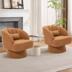 Fauteuil pivotant moderne à 360°, fauteuil de salon rond rotatif avec dossier rayé et rembourrage doux, fauteuil club confortable pour salon, chambre à coucher