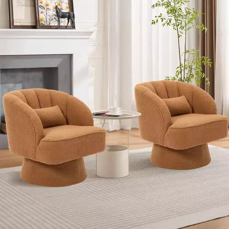 Fauteuil pivotant moderne à 360°, fauteuil de salon rond rotatif avec dossier rayé et rembourrage doux, fauteuil club confortable pour salon, chambre à coucher
