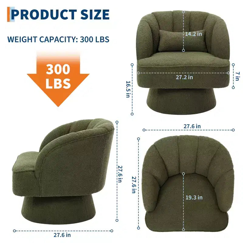 Fauteuil pivotant moderne à 360°, fauteuil de salon rond rotatif avec dossier rayé et rembourrage doux, fauteuil club confortable pour salon, chambre à coucher