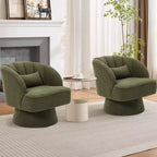 Fauteuil pivotant moderne à 360°, fauteuil de salon rond rotatif avec dossier rayé et rembourrage doux, fauteuil club confortable pour salon, chambre à coucher