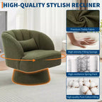 Fauteuil pivotant moderne à 360°, fauteuil de salon rond rotatif avec dossier rayé et rembourrage doux, fauteuil club confortable pour salon, chambre à coucher