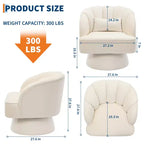 Fauteuil pivotant moderne à 360°, fauteuil de salon rond rotatif avec dossier rayé et rembourrage doux, fauteuil club confortable pour salon, chambre à coucher