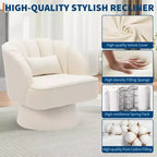 Fauteuil pivotant moderne à 360°, fauteuil de salon rond rotatif avec dossier rayé et rembourrage doux, fauteuil club confortable pour salon, chambre à coucher