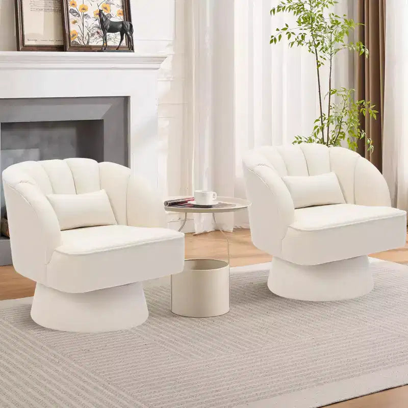 Fauteuil pivotant moderne à 360°, fauteuil de salon rond rotatif avec dossier rayé et rembourrage doux, fauteuil club confortable pour salon, chambre à coucher