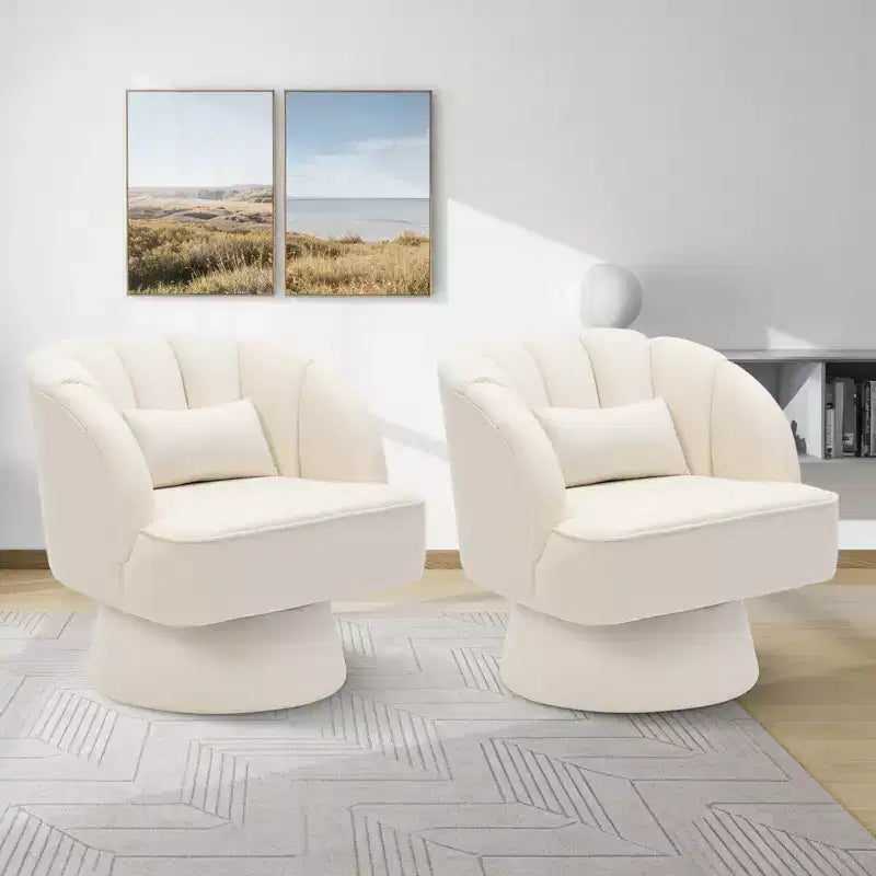 Fauteuil pivotant moderne à 360°, fauteuil de salon rond rotatif avec dossier rayé et rembourrage doux, fauteuil club confortable pour salon, chambre à coucher