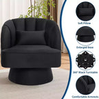 Fauteuil pivotant moderne à 360°, fauteuil de salon rond rotatif avec dossier rayé et rembourrage doux, fauteuil club confortable pour salon, chambre à coucher