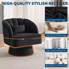 Fauteuil pivotant moderne à 360°, fauteuil de salon rond rotatif avec dossier rayé et rembourrage doux, fauteuil club confortable pour salon, chambre à coucher