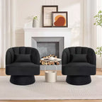 Fauteuil pivotant moderne à 360°, fauteuil de salon rond rotatif avec dossier rayé et rembourrage doux, fauteuil club confortable pour salon, chambre à coucher