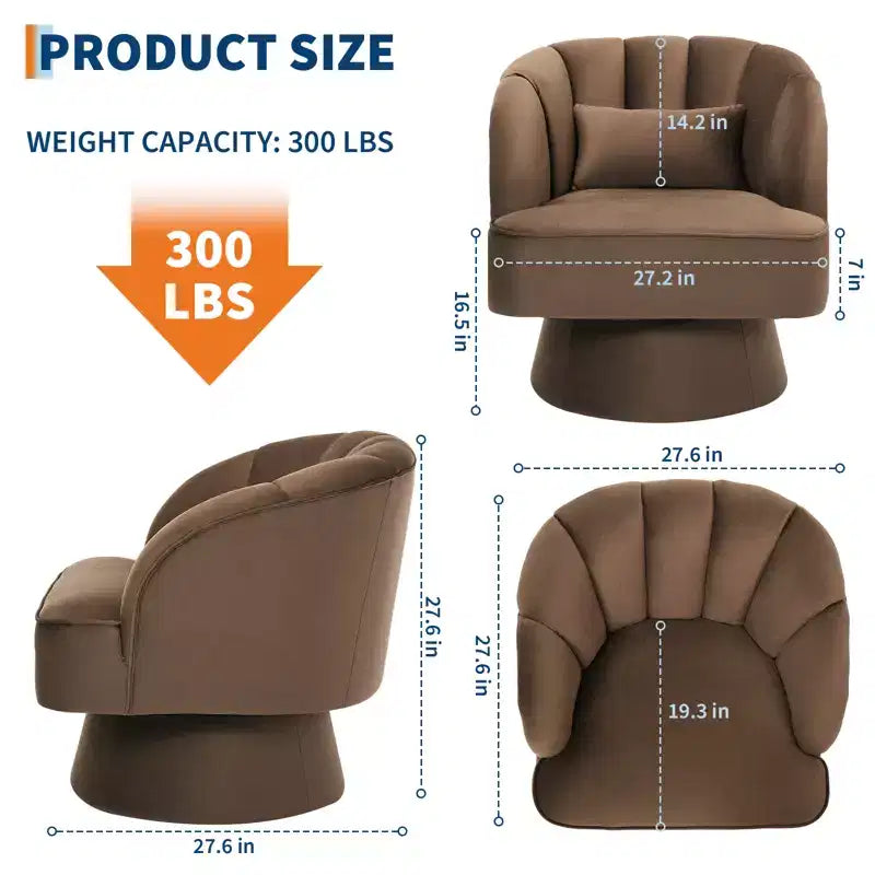 Fauteuil pivotant moderne à 360°, fauteuil de salon rond rotatif avec dossier rayé et rembourrage doux, fauteuil club confortable pour salon, chambre à coucher