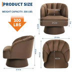 Fauteuil pivotant moderne à 360°, fauteuil de salon rond rotatif avec dossier rayé et rembourrage doux, fauteuil club confortable pour salon, chambre à coucher