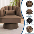 Fauteuil pivotant moderne à 360°, fauteuil de salon rond rotatif avec dossier rayé et rembourrage doux, fauteuil club confortable pour salon, chambre à coucher