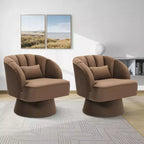 Fauteuil pivotant moderne à 360°, fauteuil de salon rond rotatif avec dossier rayé et rembourrage doux, fauteuil club confortable pour salon, chambre à coucher