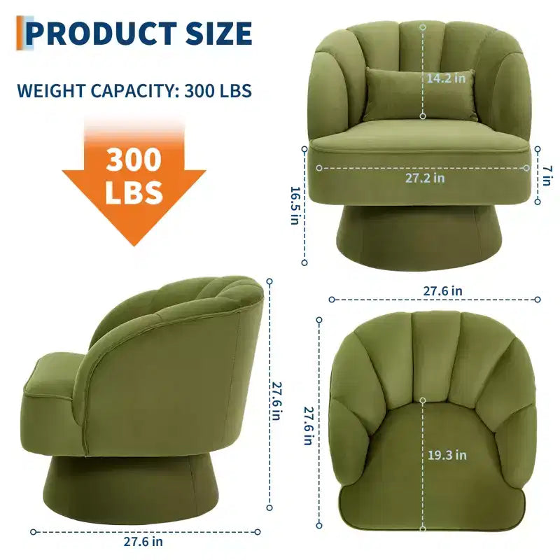 Fauteuil pivotant moderne à 360°, fauteuil de salon rond rotatif avec dossier rayé et rembourrage doux, fauteuil club confortable pour salon, chambre à coucher