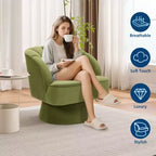 Fauteuil pivotant moderne à 360°, fauteuil de salon rond rotatif avec dossier rayé et rembourrage doux, fauteuil club confortable pour salon, chambre à coucher