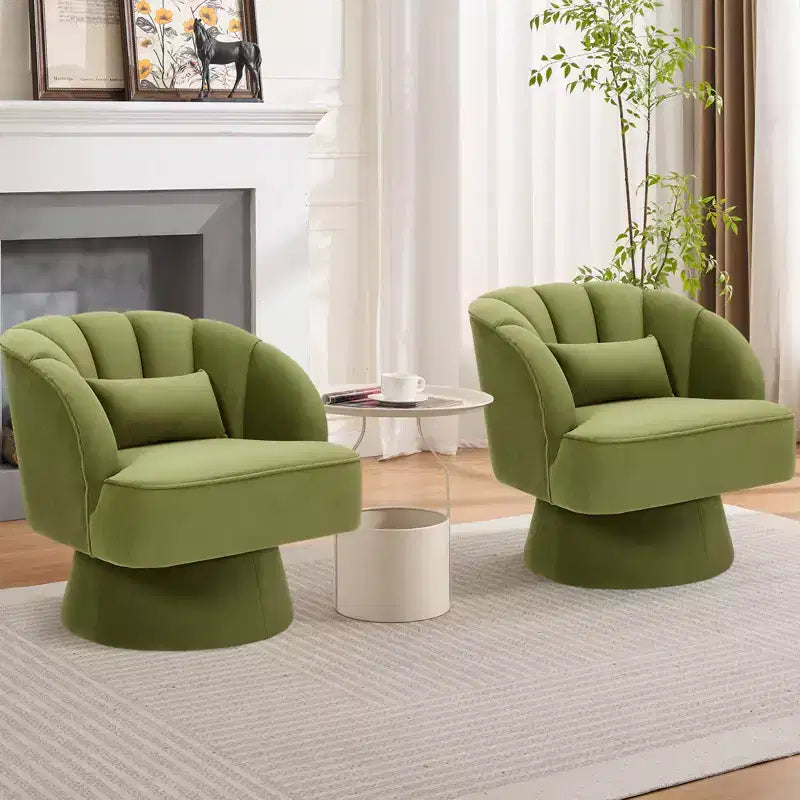 Fauteuil pivotant moderne à 360°, fauteuil de salon rond rotatif avec dossier rayé et rembourrage doux, fauteuil club confortable pour salon, chambre à coucher