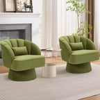 Fauteuil pivotant moderne à 360°, fauteuil de salon rond rotatif avec dossier rayé et rembourrage doux, fauteuil club confortable pour salon, chambre à coucher
