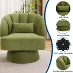 Fauteuil pivotant moderne à 360°, fauteuil de salon rond rotatif avec dossier rayé et rembourrage doux, fauteuil club confortable pour salon, chambre à coucher