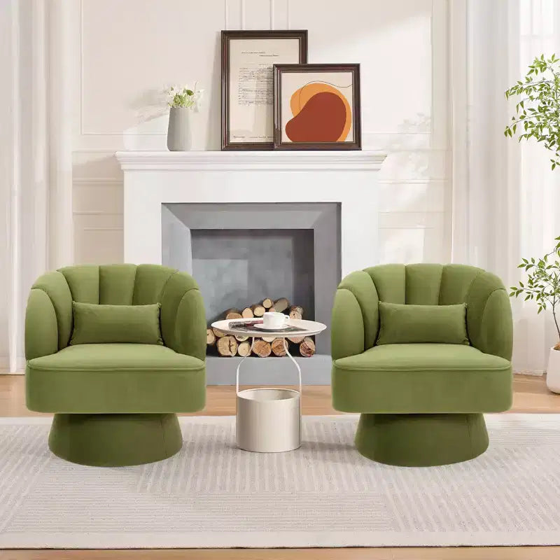 Fauteuil pivotant moderne à 360°, fauteuil de salon rond rotatif avec dossier rayé et rembourrage doux, fauteuil club confortable pour salon, chambre à coucher