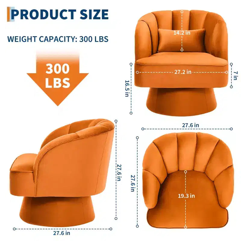 Fauteuil pivotant moderne à 360°, fauteuil de salon rond rotatif avec dossier rayé et rembourrage doux, fauteuil club confortable pour salon, chambre à coucher