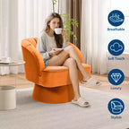Fauteuil pivotant moderne à 360°, fauteuil de salon rond rotatif avec dossier rayé et rembourrage doux, fauteuil club confortable pour salon, chambre à coucher
