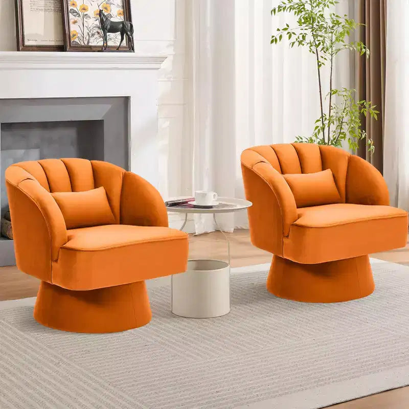 Fauteuil pivotant moderne à 360°, fauteuil de salon rond rotatif avec dossier rayé et rembourrage doux, fauteuil club confortable pour salon, chambre à coucher