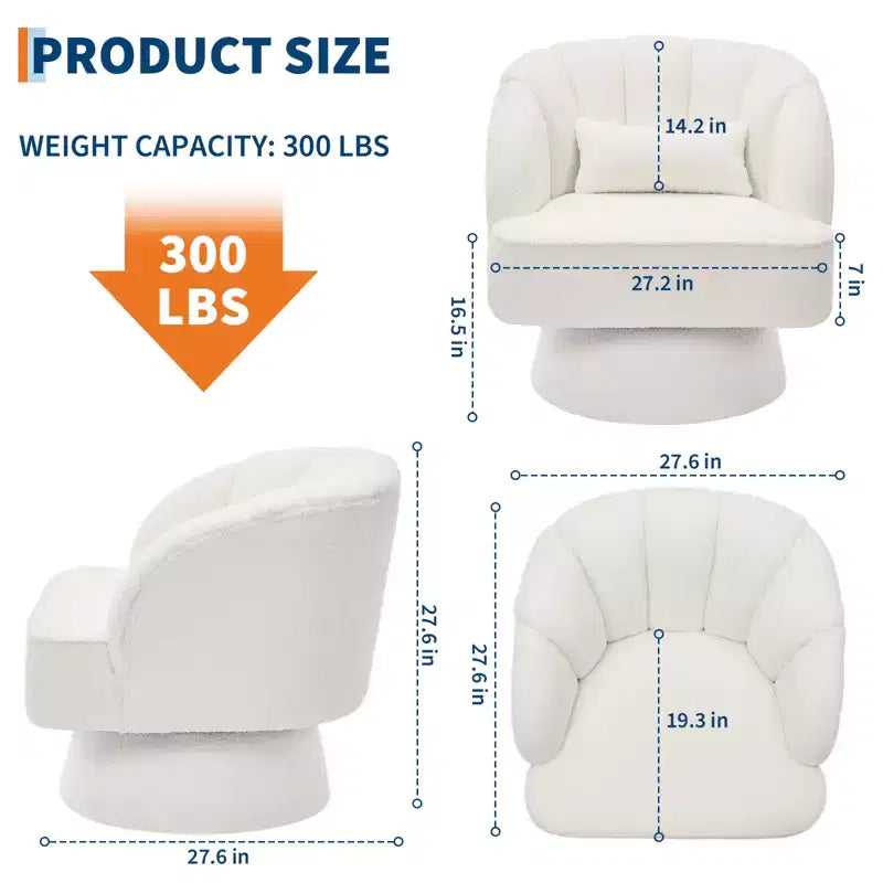 Fauteuil pivotant moderne à 360°, fauteuil de salon rond rotatif avec dossier rayé et rembourrage doux, fauteuil club confortable pour salon, chambre à coucher