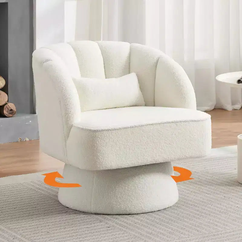 Fauteuil pivotant moderne à 360°, fauteuil de salon rond rotatif avec dossier rayé et rembourrage doux, fauteuil club confortable pour salon, chambre à coucher